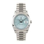 Rolex Day Date Ice Blue Baguette Dial Platinum Presidential 228206 Replica